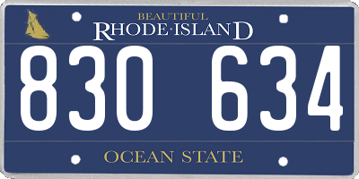 RI license plate 830634