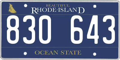 RI license plate 830643
