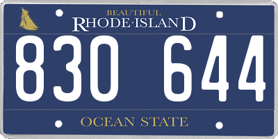 RI license plate 830644