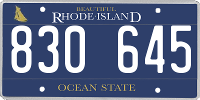 RI license plate 830645