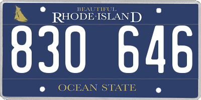 RI license plate 830646