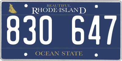 RI license plate 830647