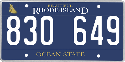 RI license plate 830649