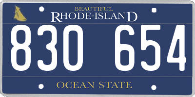 RI license plate 830654