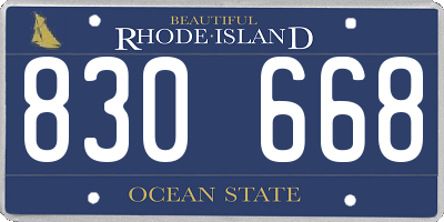 RI license plate 830668