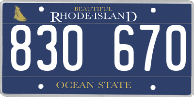 RI license plate 830670