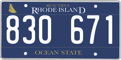 RI license plate 830671