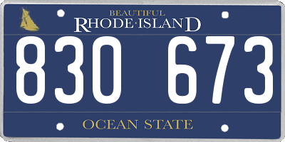 RI license plate 830673