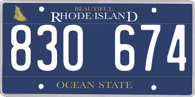 RI license plate 830674