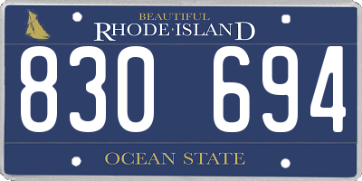 RI license plate 830694