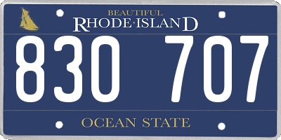RI license plate 830707