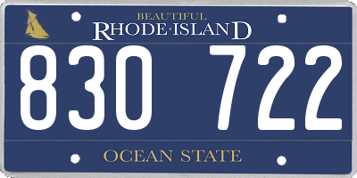 RI license plate 830722