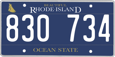 RI license plate 830734