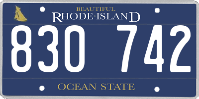 RI license plate 830742