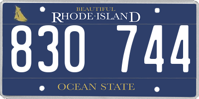 RI license plate 830744