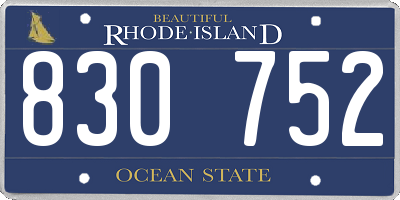 RI license plate 830752