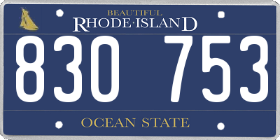 RI license plate 830753