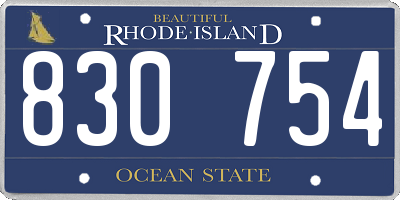 RI license plate 830754