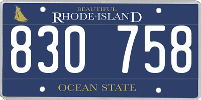 RI license plate 830758