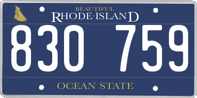 RI license plate 830759