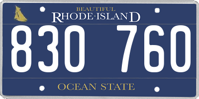 RI license plate 830760