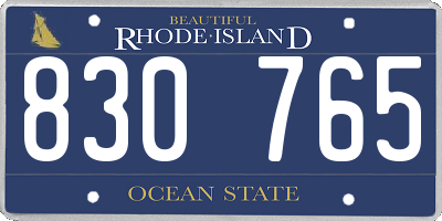 RI license plate 830765