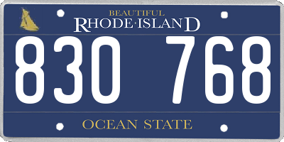 RI license plate 830768