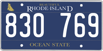 RI license plate 830769