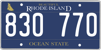 RI license plate 830770