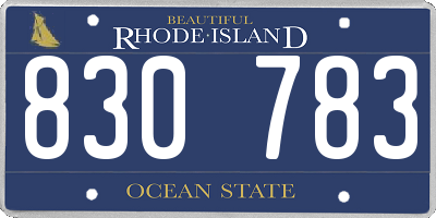 RI license plate 830783