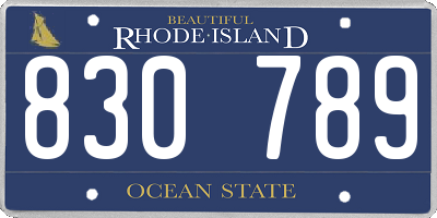 RI license plate 830789