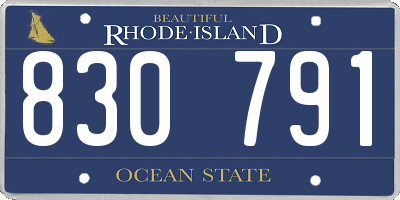 RI license plate 830791