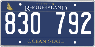 RI license plate 830792
