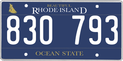 RI license plate 830793