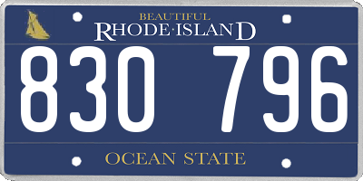RI license plate 830796
