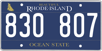 RI license plate 830807