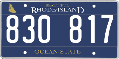 RI license plate 830817