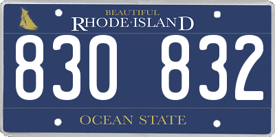 RI license plate 830832