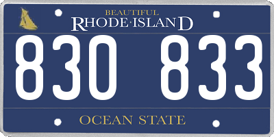 RI license plate 830833