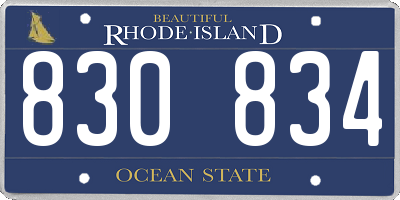 RI license plate 830834