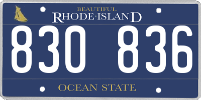 RI license plate 830836