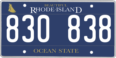 RI license plate 830838
