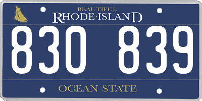RI license plate 830839