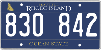 RI license plate 830842