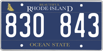 RI license plate 830843