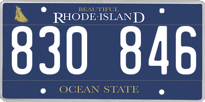 RI license plate 830846