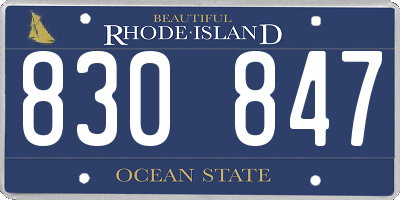 RI license plate 830847