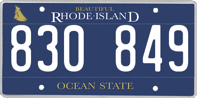 RI license plate 830849