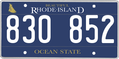 RI license plate 830852