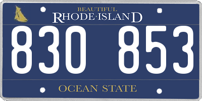 RI license plate 830853